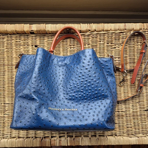 Dooney & Bourke Blue and Brown Textured Leather Tote - Picture 3 of 5